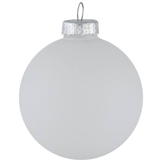 9ct. 2.5" Shiny and Matte White Glass Ball Christmas Ornaments